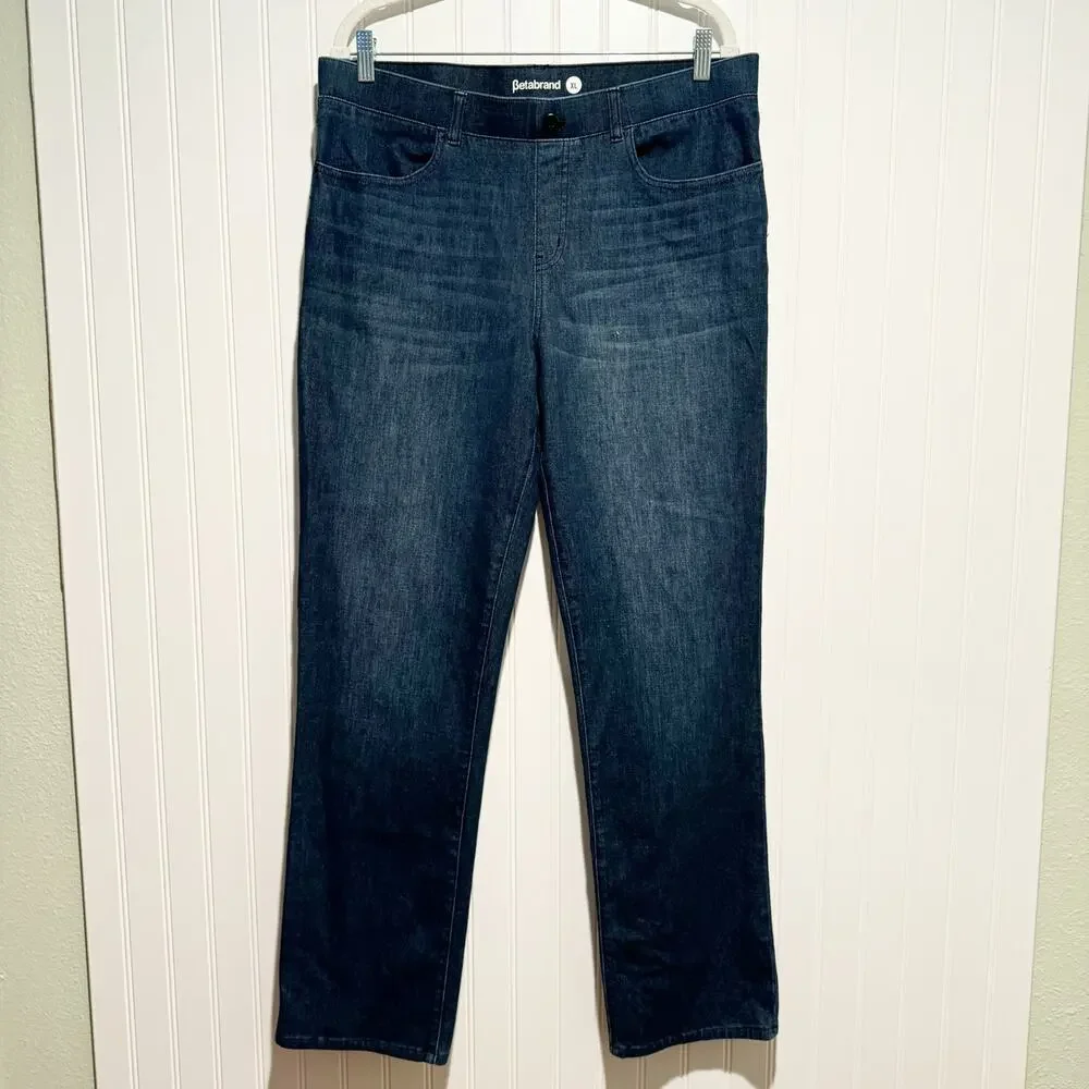 Betabrand Pull On Straight Leg Jeans Size XL
